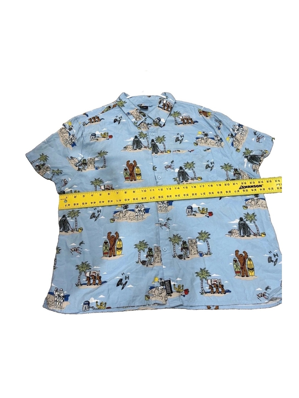 Star Wars Lucasfilm 2XL Hawaiian Button Up Shirt Blue Vacation - Picture 9 of 11